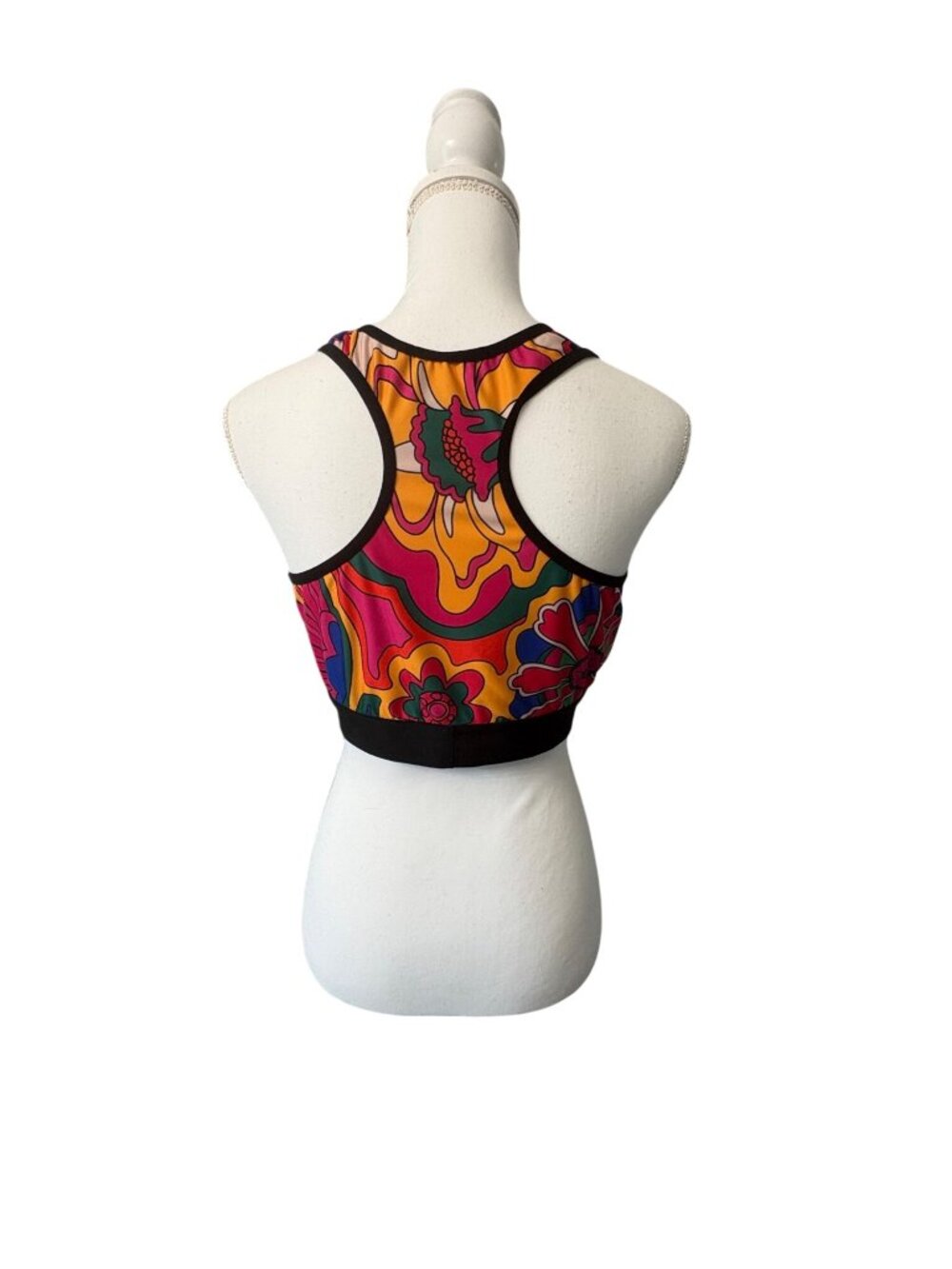 Y2K Looney Tunes Tweety Psychedelic Multicolor Racerback Festival Sports Bra 1X - Picture 2 of 10